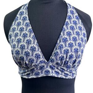 Tommy Bahama Playa Brava Reversible Halter Bikini Top Women's L Coastal Preppy